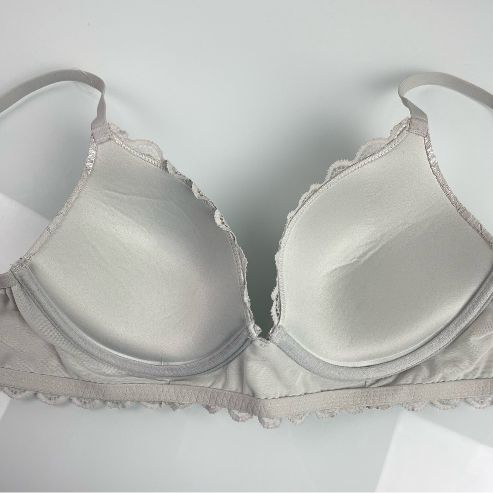 Aerie Bra‎ Racerback 2-1 Convertible Silver Gray Lace Floral Padded Underwire - Picture 6 of 9